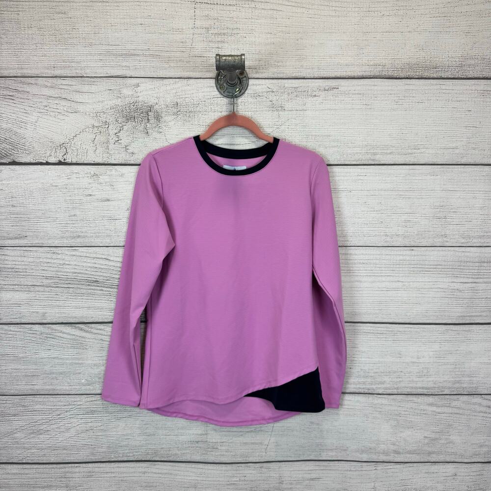 Sport Haley Women's Pink & Blue Ribbed Long Sleeve Top Size Medium